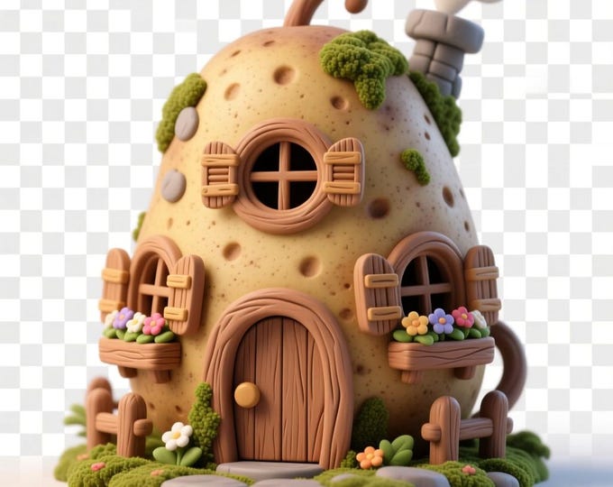 Potatoes House 3D Model STL File: Detailed 3D Printing (Digital Download)