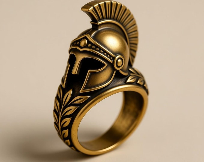 Spartan Helmet Ring STL: Ancient Warrior Jewelry 3D Printable Model (Digital File)
