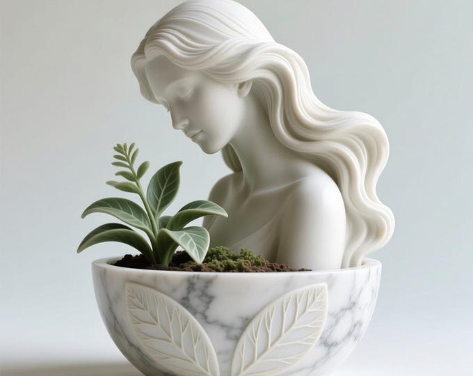 Sculptural Woman Bust Planter STL – Artistic Vase, 3D Printing (Digital File)