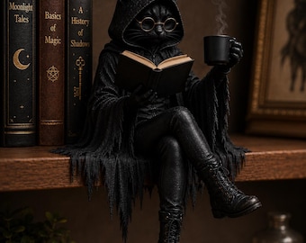 Estatueta de Gato Lendo, Escultura Moderna e Minimalista em Resina, Estátua de Leitura, Presente para Amantes de Livros, Decoração para Mesa ou Prateleira, Ornamento para Leitora Ávida