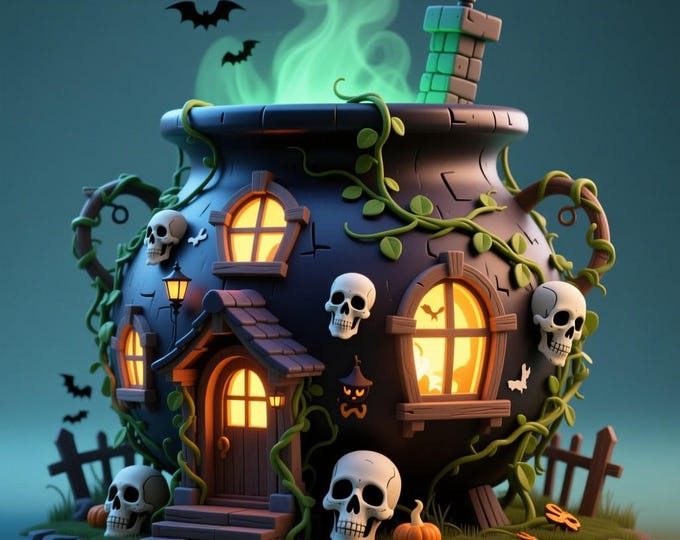 Potion House 3D Model – Fantasy Cauldron Home STL File (Digital Download)