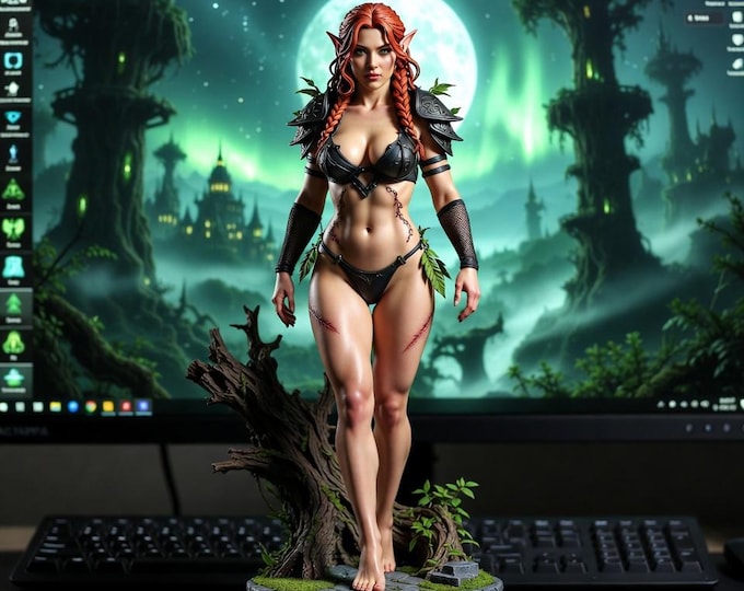 Fantasy Elf Warrior Woman STL File – Detailed 3D Print Model (Digital Download)