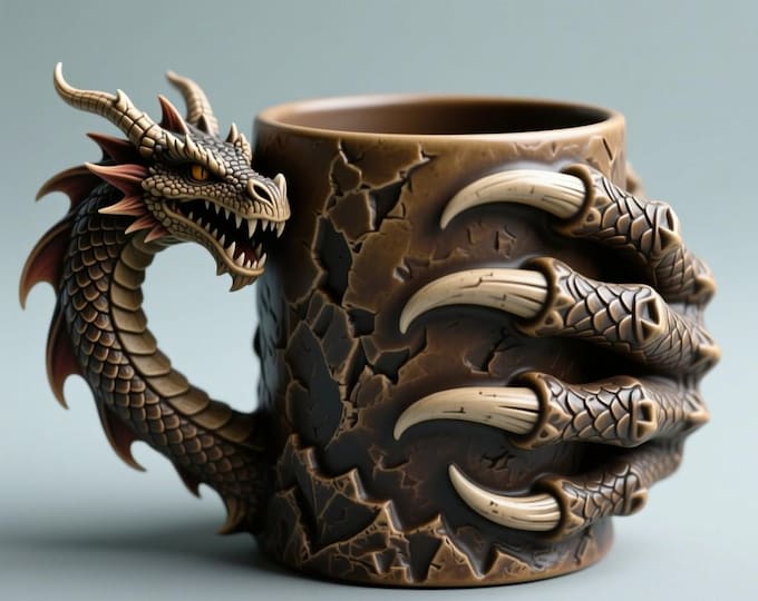 Dragon Mug 3D Model STL File: Digital Download for 3D Printing