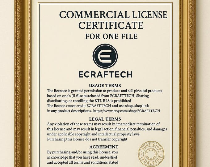 ECRAFTECH Commercial License – 1 STL File Use for Physical Product Sales – Credit & Shop Link Required