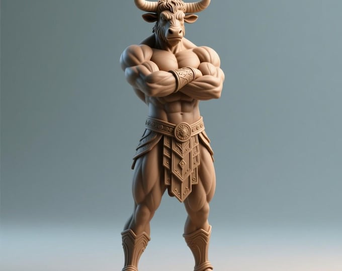 Minotaur STL File: Mythic Bull Warrior with Tribal Armor (3D Printable)