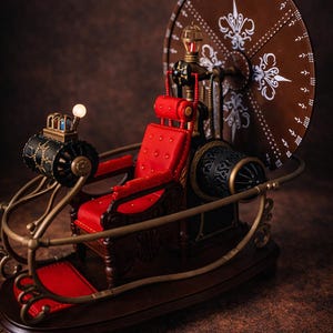 1960 Time Machine Replica,Time Trave desk decor,  Motorized Rotating Wheel, Steampunk lamp