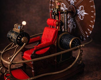 1960er Zeitmaschine Replikat, Time Trave Schreibtisch Deko, Steampunk Lampe, Motorisiertes Drehrad