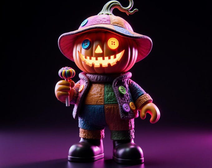 Neon Pumpkin Kid STL – 3D Print Halloween Figurine (Digital Download)