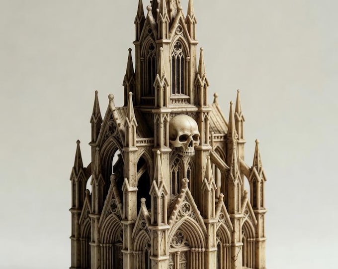 Gothic Skull Cathedral STL File – Dark Fantasy Gothic Church 3D Print Modelel