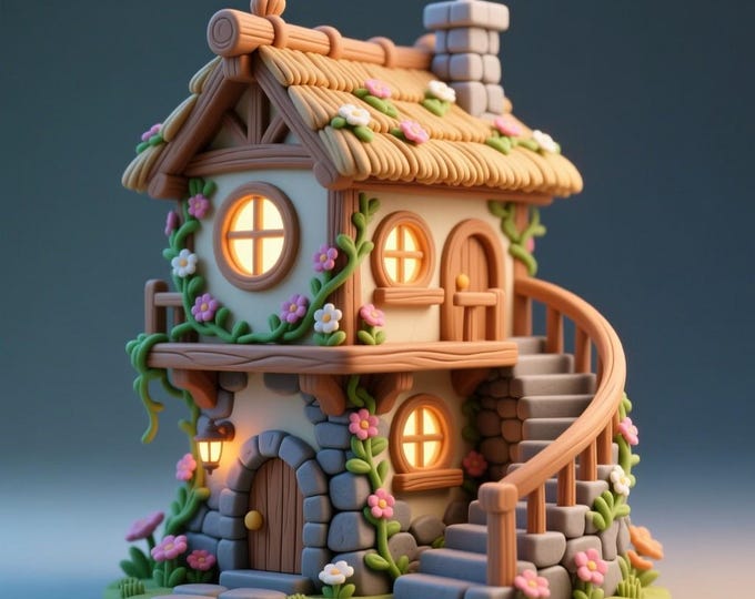 Two-Story House 3D Model – Detailed STL File for 3D Printing