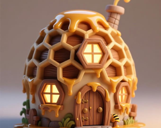 Honey Hive House STL: 3D Printable Beehive Cottage (Digital Download)