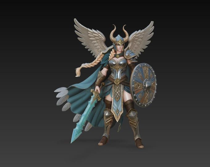 Valkyrie Warrior STL – Nordic Shieldmaiden 3D Print, Female Fighter Statue (Digital Download)