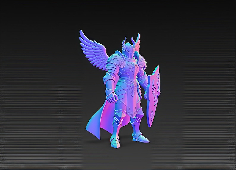 Angelic Paladin Knight STL – 3D Print Holy Warrior Figurine (digital ...