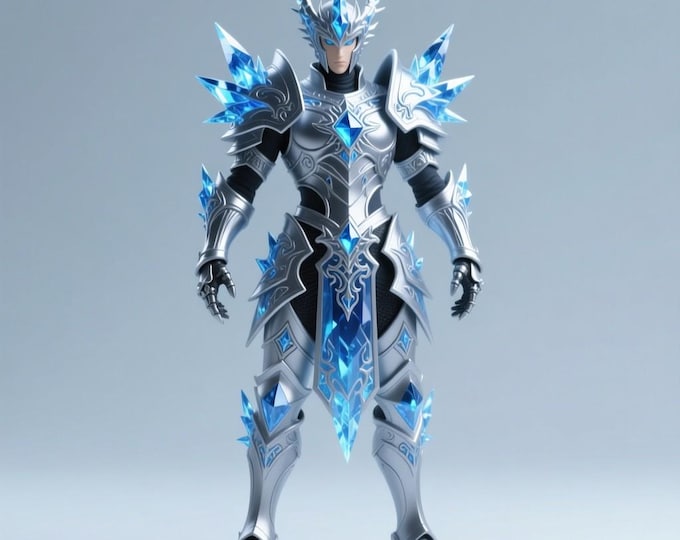 Ice Crystal Knight Armor STL File: 3D Printable Fantasy Model (Digital Download)