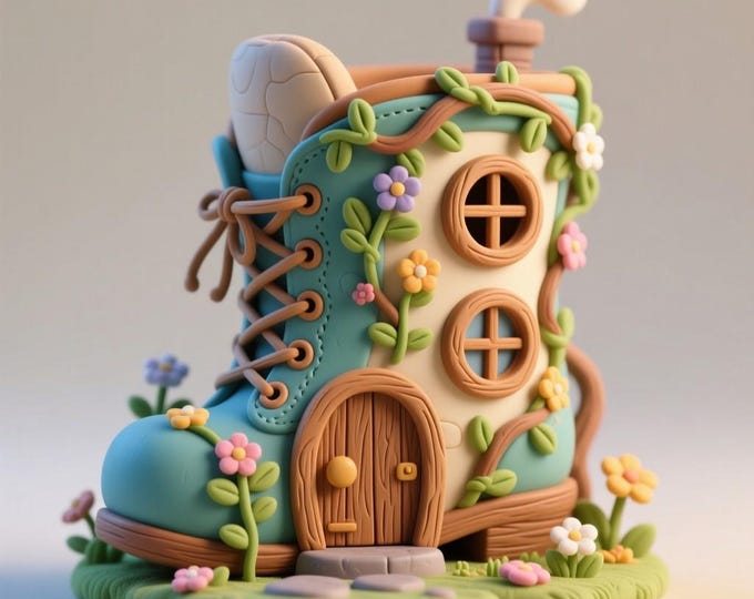 Whimsical Boot House STL: Fairy Tale Home 3D Print Model (Digital Download)