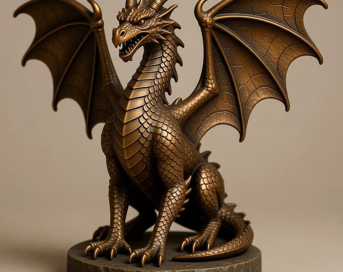 Epic Dragon Statue STL File • 3D Printable Fantasy Creature Digital Model for Decor & Collectors