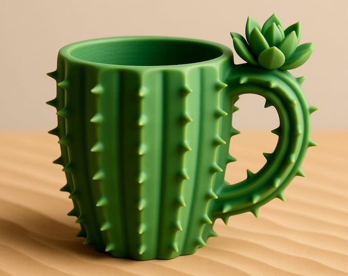3D Model cactus Mug: High-Detail STL File for 3D Printing (Digital Download)
