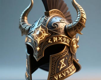 Casco de guerrero vikingo, modelo 3D, archivo STL: accesorio de cosplay nórdico (descarga digital)