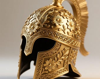 STL-Datei des antiken griechischen Helms, dekorativer spartanischer Krieger, 3D Druckdesign für Cosplay & Sammlerstücke