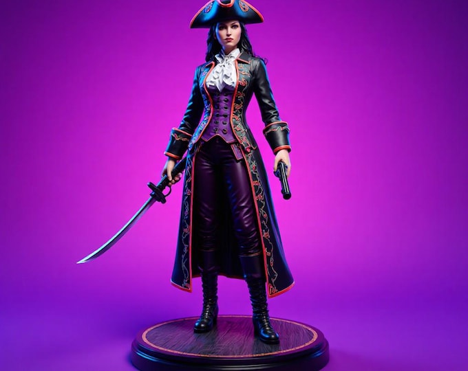 Female Pirate Captain Figurine: 3D Printable STL File