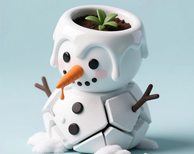 Melting Snowman Planter STL – 3D Printing Christmas Decor (Digital File)