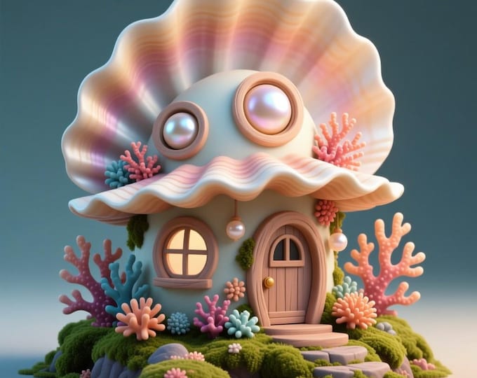 Seashell House 3D Model – Detailed STL File for 3D Printing (Digital Download)