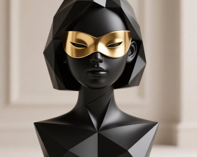 Geometric Woman Bust STL File | Masked Face Sculpture 3D Print Model