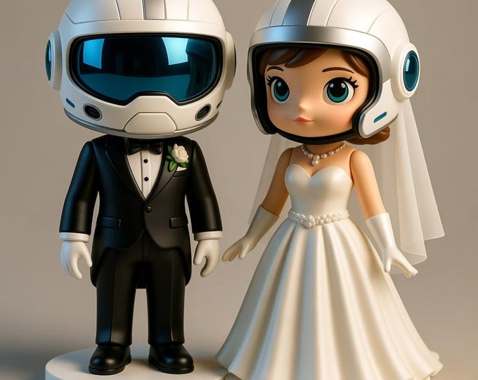 Sci-Fi Wedding Cake Topper STL: 3D Printable Bride & Groom (Digital Download)