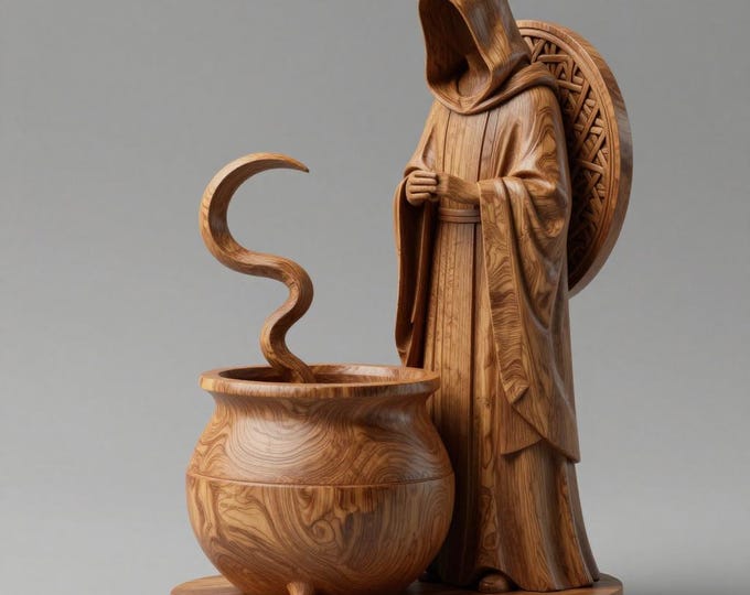 Wizard Cauldron Statue STL File | 3D Print Model, Witchy Decor (Digital Download)