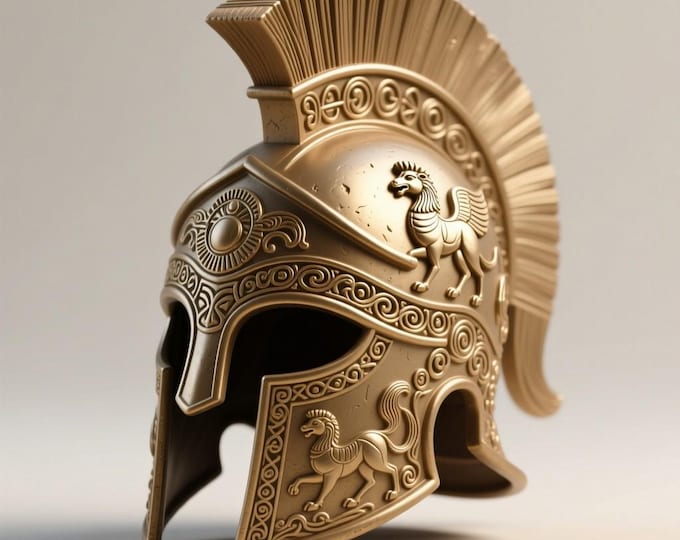Ancient Greek Spartan Helmet STL File - 3D Printable Model