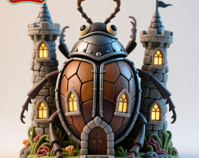 Beetle Castle House STL File • 3D Printable Bug-Themed Model (Digital Download)