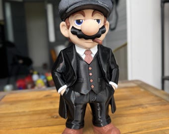 Figura vintage de um cavalheiro da máfia, estatueta clássica de chefe de terno, personagem retrô impresso em 3D, item colecionável e elegante para decoração de mesa.