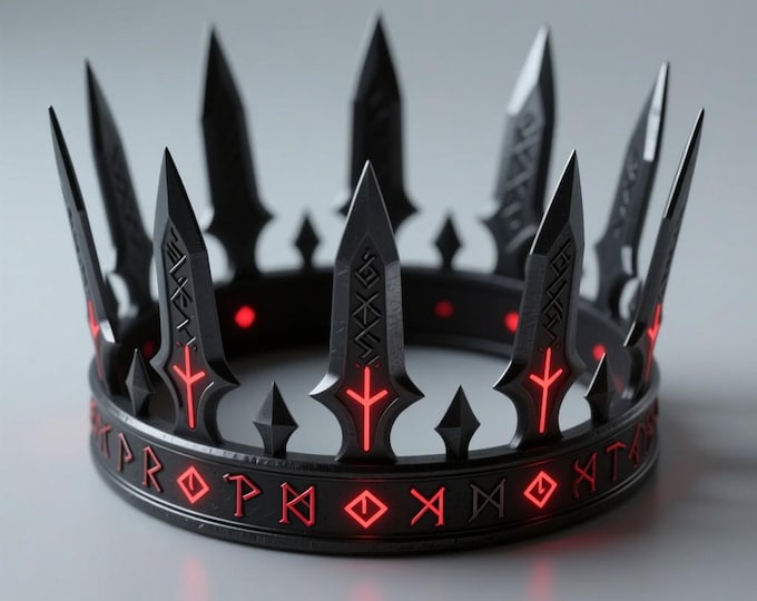Spiked Dark Rune Crown STL | 3D Printable Fantasy Cosplay Prop (Digital File)