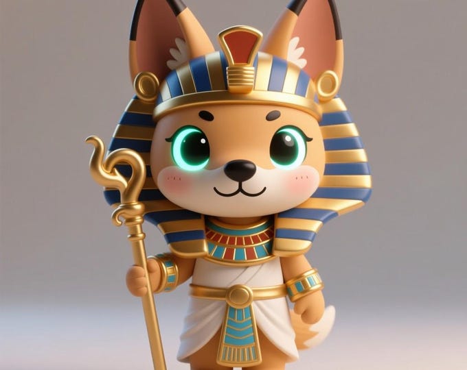 Chibi Pharaoh Dog STL File: 3D Printable Egyptian Jackal Figurine (Digital Download)