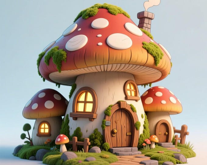 Mushroom House STL File: 3D Printable Fairy Tale Model (Digital Download)