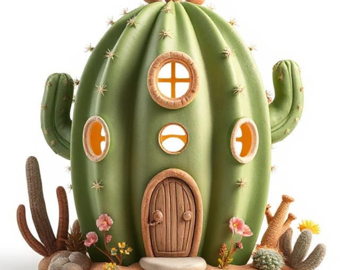 Cactus House 3D Model STL File: Detailed 3D Printing