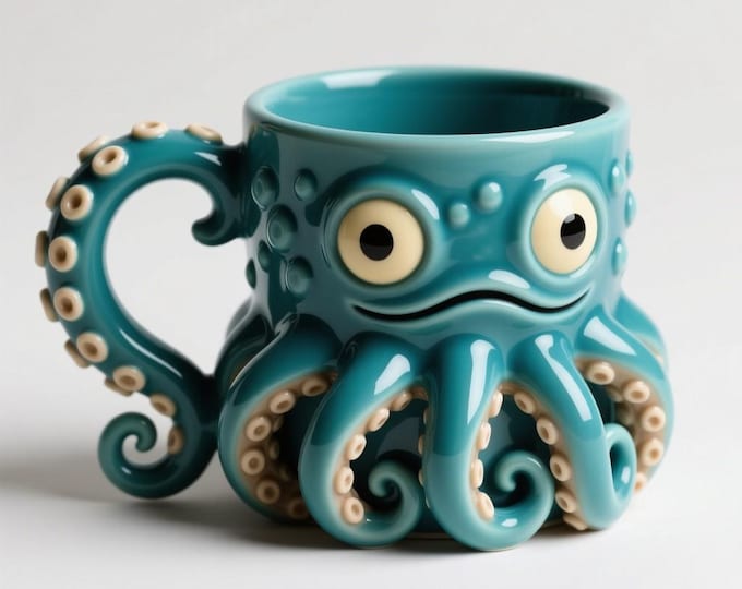 Octopus Mug STL File: 3D Printing Model (Digital Download