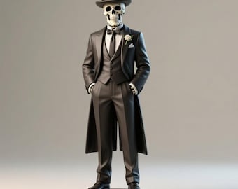 Gothic Skeleton Gentleman STL: 3D Printable Halloween Decor (Digital File)