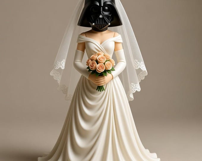 Sci-Fi Bride Figurine STL: Geek Wedding Cake Topper (Digital Download)