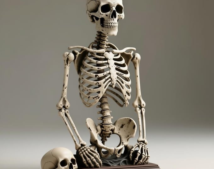 Detailed Skeleton Statue STL – Gothic Anatomy 3D Printing Model (Digital File)