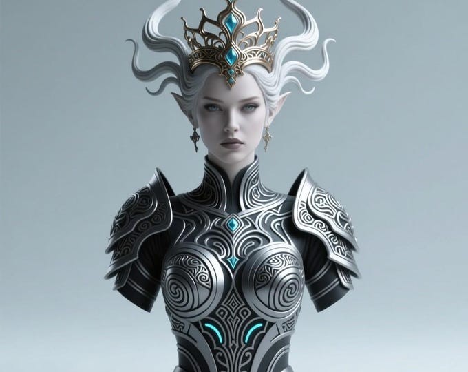 Frost Elf Queen STL | Elegant Fantasy Female Bust | 3D Printable Armor Statue by ECRAFTECH