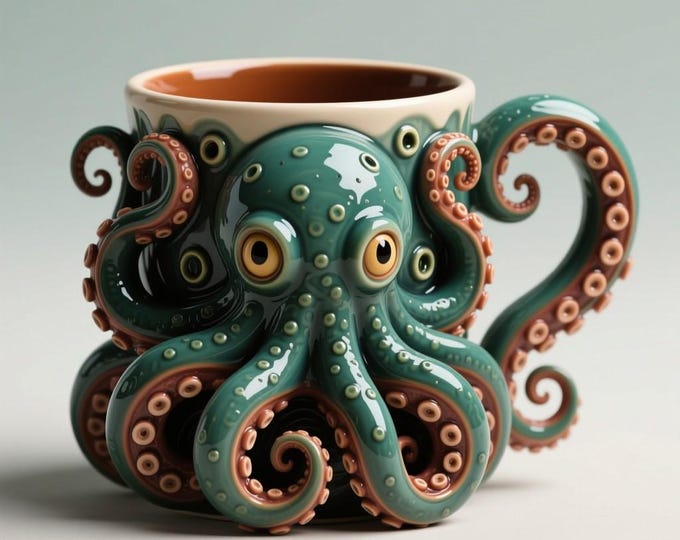 Octopus Mug STL File: 3D Printing Model (Digital Download