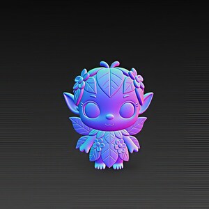 Skogsälva STL-fil, Kawaii Alvfigur (3D-utskrift) (Digital nedladdning) bild 2