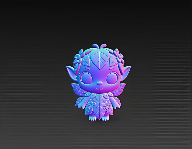 Skogsälva STL-fil, Kawaii Alvfigur (3D-utskrift) (Digital nedladdning) bild 2