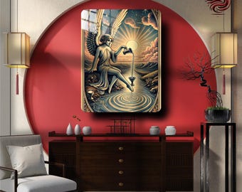 The Great Phoenix Tarot, Temperance XIV, Mystical Metal Wall Art Poster, Vintage Tarot Card Decor, Occult & Esoteric Gift , Metal Print,