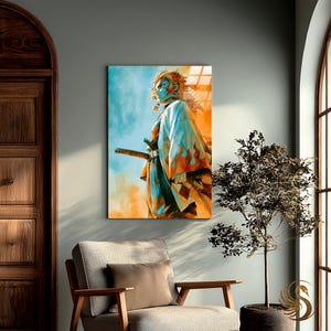 Anime Metal Poster: Minimalist Manga Metal Wall Art