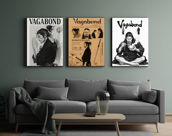 3 Piece Anime Metal Poster Set, Japanese Wall Decor, Otaku Gift, Modern Home Art