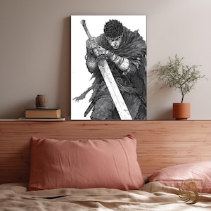 Black Swordsman Metal Poster: Dark Fantasy Anime Wall Art