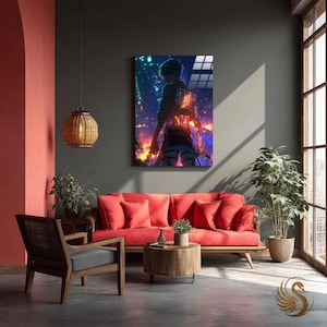 Anime Metal Poster: Minimalist Manga Metal Wall Art