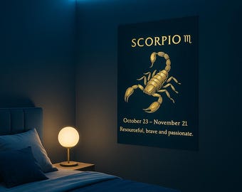 Scorpio Metal Poster, Zodiac Wall Art, Scorpio Gift, Horoscope Sign Decor, Astrology Metal Wall Art, Scorpio Star Sign, Boho Celestial Desig